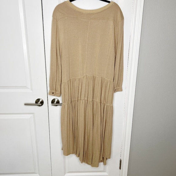 Free People Beach Jilly Midi Maxi Dress  Size M  Tan beige oversized linen - Picture 4 of 9